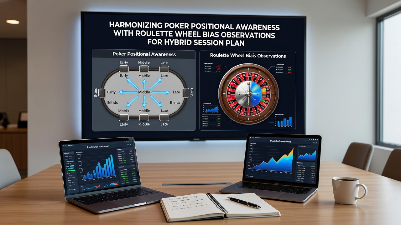 Player reviewing notes that combine poker position charts with roulette bias frequency tables